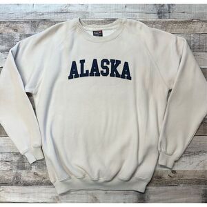 Alaska Pullover Crewneck Warm Fleece Long Sleeve Cream Sweatshirt Size XL